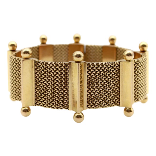 1950s 18k Woven Gold Mid-Century Modern Bracelet For Sale