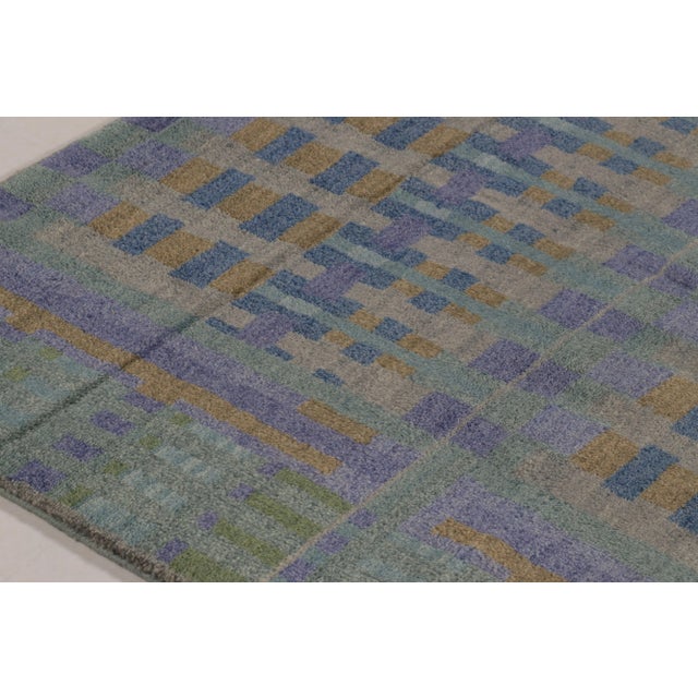Contemporary Rug & Kilim’s Modern Abstract Rug in Indigo, Purple, and Gold Geometry For Sale - Image 3 of 8