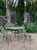 Set of Green Painted Metal Outdoor Garden Furniture: Antique Cameo Pattern, Six Pieces For Sale - Image 17 of 17