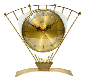 Mid-Century Atlanta Sunburst Brass Clock, 1950s
