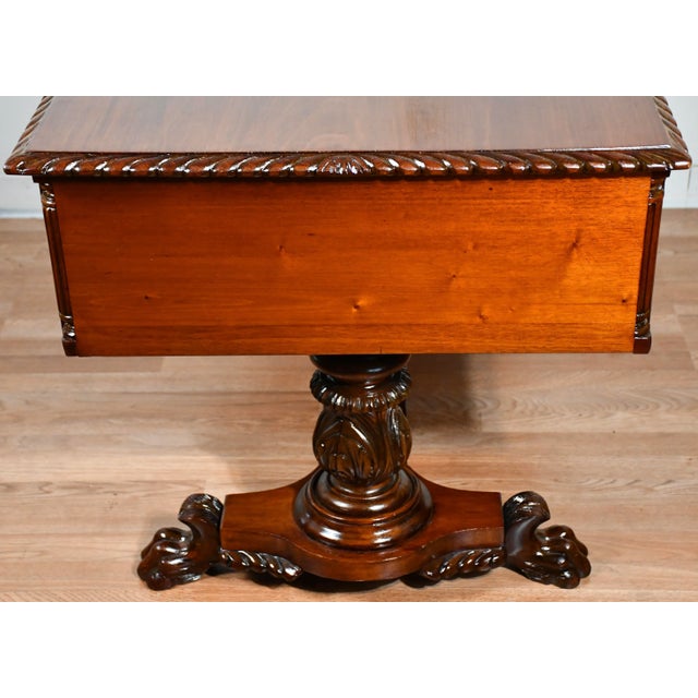 1880s Antique American Empire Mahogany Partner Writing Desk / Office Desk For Sale - Image 12 of 13