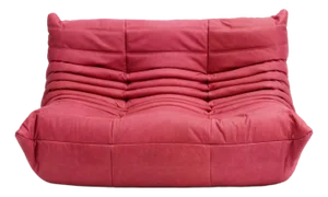 Ligne Roset Togo Sofa Loveseat – Fuchsia Reupholstered Natural Leather