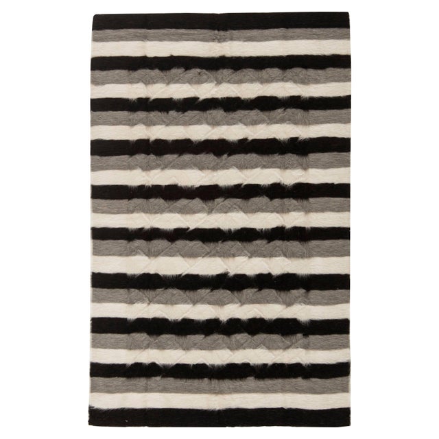 Taurus Collection Modern Striped Goat Hair Rug by Doris Leslie Blau For Sale