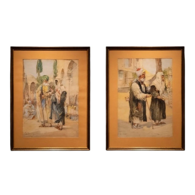 Pair of Signed Orientalist Watercolours by Carl Werner, 19th Century, Set of 2 For Sale - Image 17 of 17