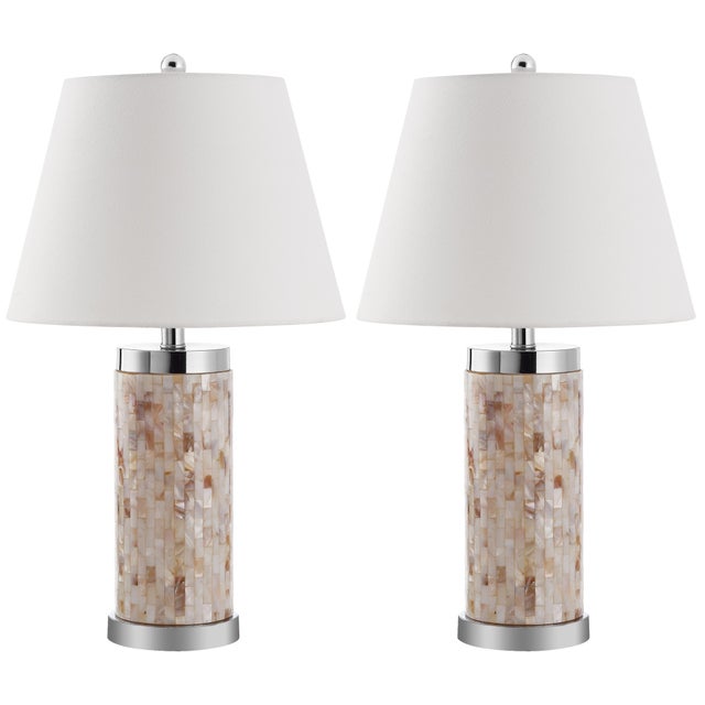 Cream 25 Inch H Shell Table Lamp in Cream - a Pair For Sale - Image 8 of 8