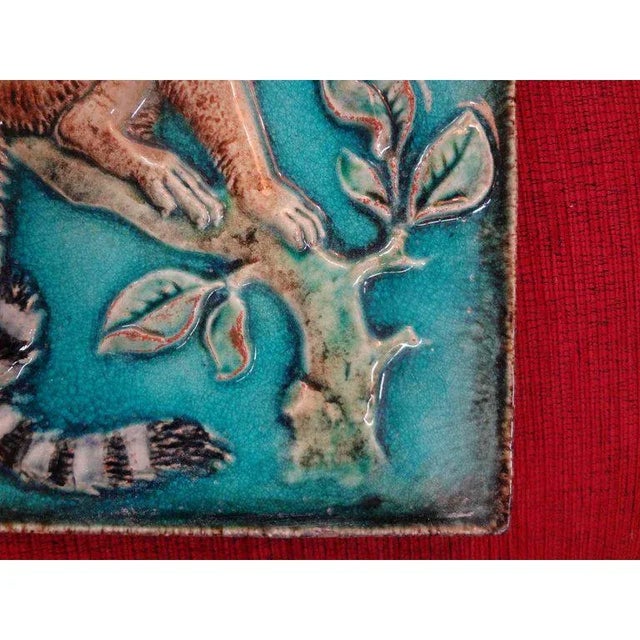 1920s 1920's Vintage Karlshrue Monkey Glazed Terracotta Tile For Sale - Image 5 of 8