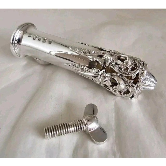 A fine sterling silver posy holder by Hugh Crawshaw, fully hallmarked in Sheffield for 2004. Designed for holding a small...