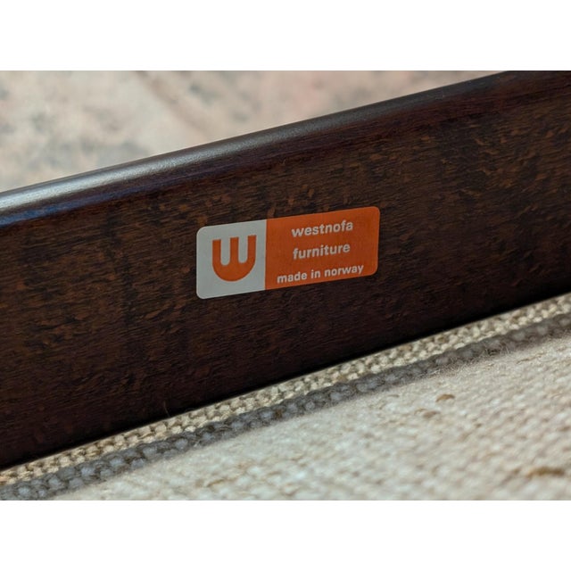 Tan 1970s Mid Century Modern Westnofa Bentwood Lounge Chair and Ottoman For Sale - Image 8 of 8