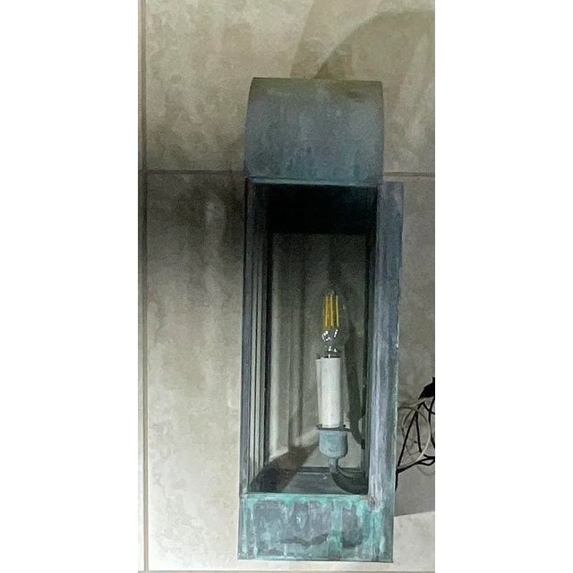 Single Vintage Handcrafted Wall-Mounted Brass Lantern For Sale - Image 11 of 12