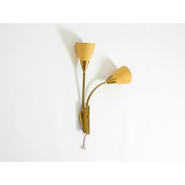 Metal Mid-Century Modern Brass Wall Lamp with Gooseneck and Double Shade by Cosack Leuchten, 1950s For Sale - Image 7 of 18