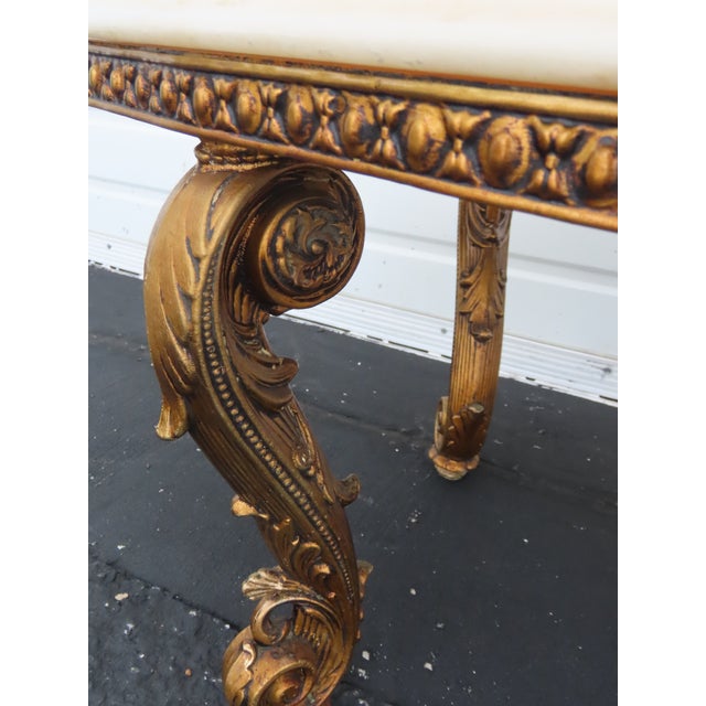 French Antique Gold Finish Oval Marble Top Coffee Table 6640 For Sale - Image 10 of 18