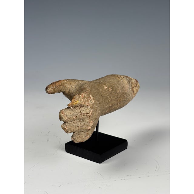 Antique Gesso-Painted Hand Fragment on Stand, 1800 For Sale - Image 3 of 14