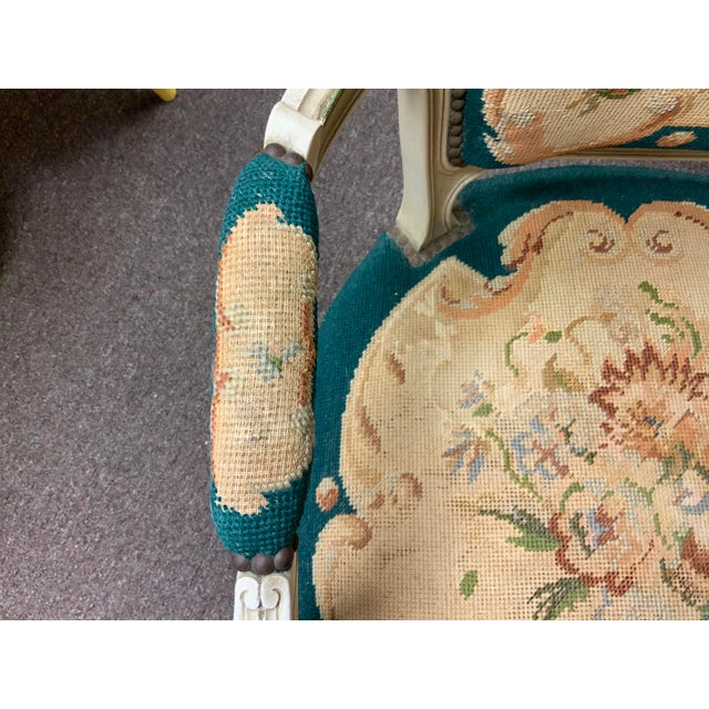 20th Century Needlepoint French Style Armchair For Sale In New York - Image 6 of 17