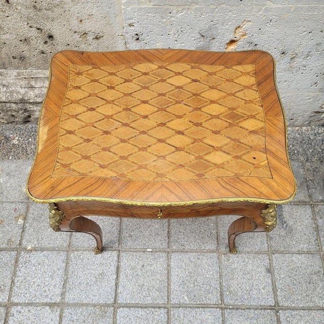 Napoleon III French Dressing Table in Wood Marquetry and Gilt Bronze, 1890s For Sale - Image 9 of 18
