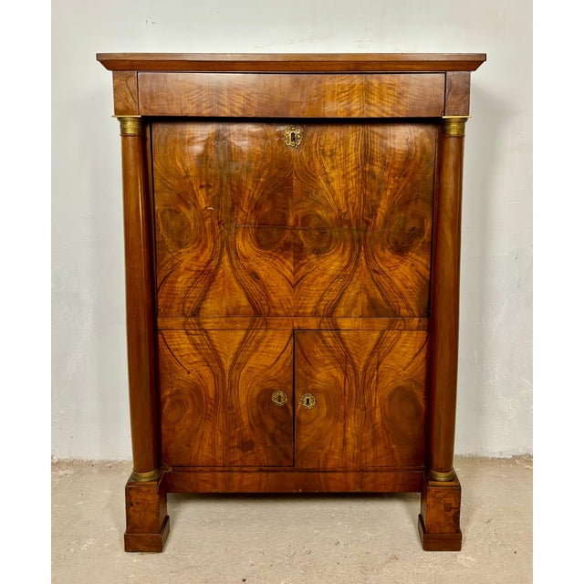 Large French Empire Walnut Secretaire Abattant, Early 20th Century For Sale - Image 15 of 18