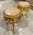 French-Style Gilded Side Table Set of 2 – Beige Marble Top With Gold Leaf Floral Details For Sale In Miami - Image 6 of 8