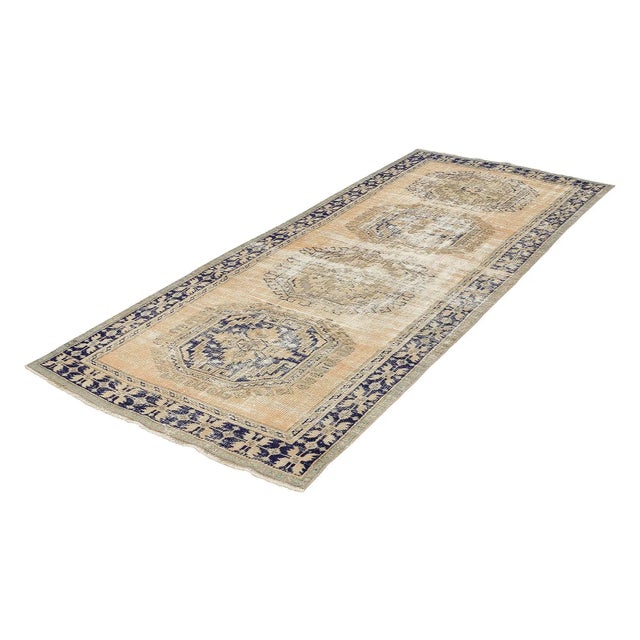 Shabby Chic Mid 20th Century Distressed Vintage Turkish Oushak Rug For Sale - Image 3 of 7