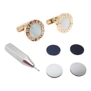 Bulgari 18k Yellow Gold Multicenter Cufflink Kit Set For Sale