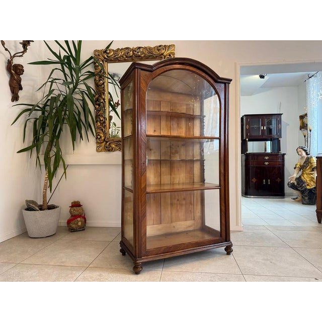 Biedermeier Display Cabinet in Walnut For Sale - Image 9 of 11