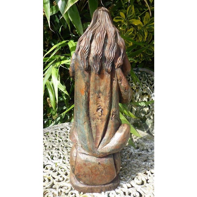 Wood Antique Religious Carved Oak Saint Figure Statue, 1820 For Sale - Image 7 of 18