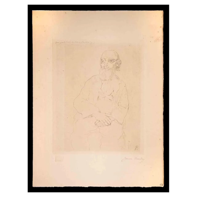 Jeanne Bardey, The Old Teacher of Philosophy, Original Drypoint, 1913 For Sale