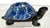 Adorable realistic turtle figurine. Hand crafted stoneware with blue glaze shell. Inscribed AD on bottom