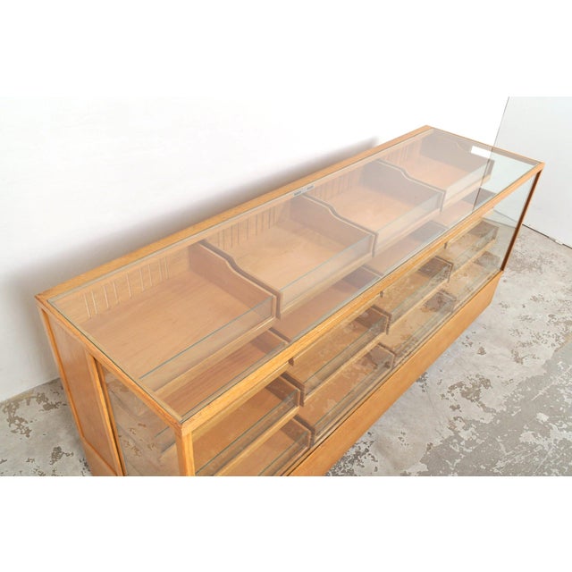 Brown Vintage Shop Display Cabinet in Oak, 1930s For Sale - Image 8 of 18
