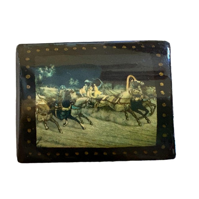 1990s Small Lacquer Equine Box For Sale - Image 4 of 4