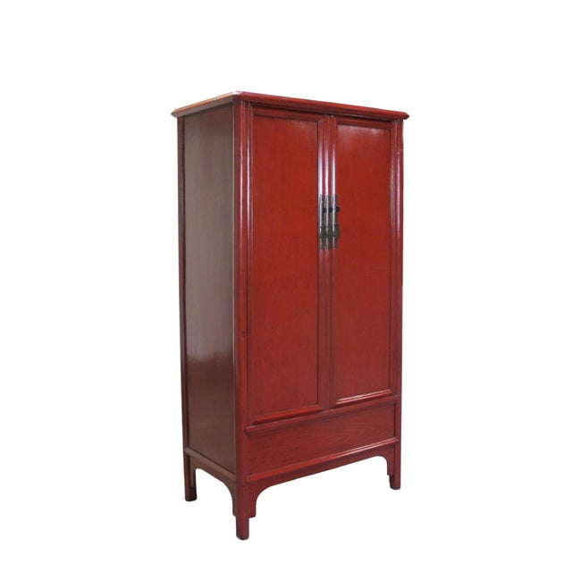 Chinese Catalpa Wood Square Corner Armoire For Sale - Image 3 of 11