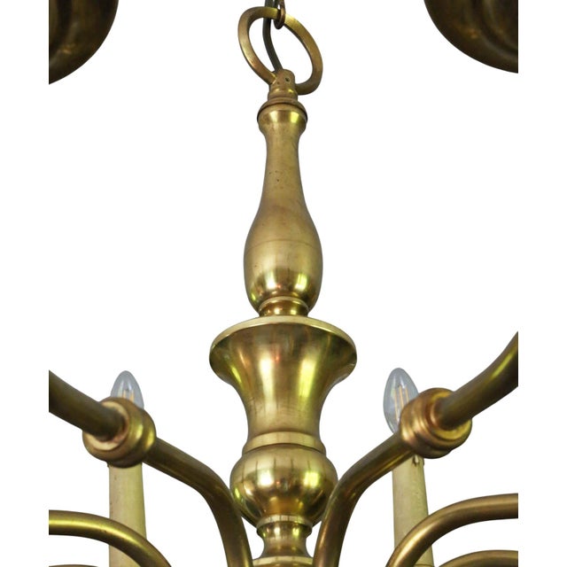 Large Vintage Ormolu Brass Chandelier with Ten Lights and Arms, 1960 For Sale - Image 4 of 7