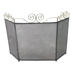 1960s Vintage Wire Mesh and Brass Ornate Fireplace Screen
