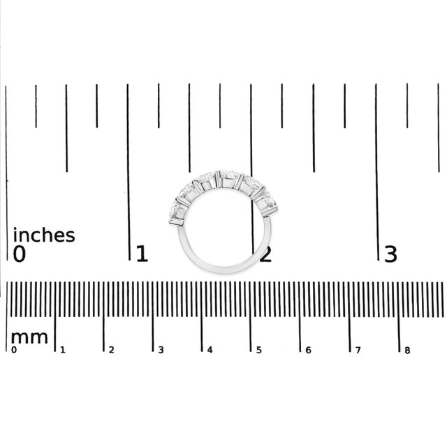 Metal 14K White Gold 3.0 Cttw Lab-Grown Diamond Shared Prong Set 6 Stone Band Ring (G-H Color, VS2-SI1 Clarity) - Ring Size 6 For Sale - Image 7 of 7