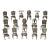 Vintage Set of 16 Figural Pewter Chair Place Card Holders For Sale