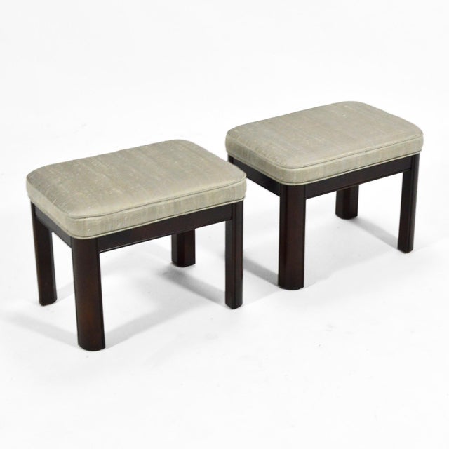 1960s Pair of Gordon's Stools Upholstered in Silk For Sale - Image 5 of 7