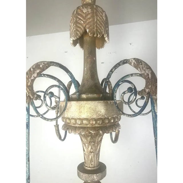 Mid 20th Century Timothy Corrigan Baroque Chandelier, Silver Leaf & Wood, Usa For Sale - Image 5 of 12