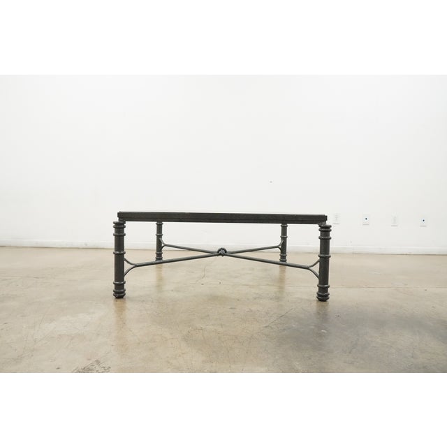 Vintage 1980s Giacometti Style Forged Aluminum/Faux Verdigris Square Glass Coffee Table For Sale In Austin - Image 6 of 11
