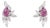 14k Gold Natural Pink Sapphire & Diamond Artistic Cluster Stud Earrings- A Pair For Sale