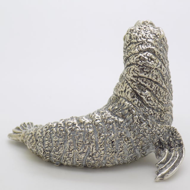 Metal Vintage Italian Handmade Genuine Silver Walrus Figurine Sculpture by Cerreti For Sale - Image 7 of 15