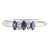Three Stone Blue Sapphire and Diamond Ring Size 7 in 14k Solid Gold For Sale