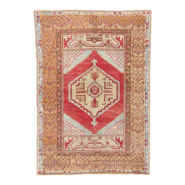 Vintage Turkish Oushak Rug, 03'09 X 05'04 For Sale