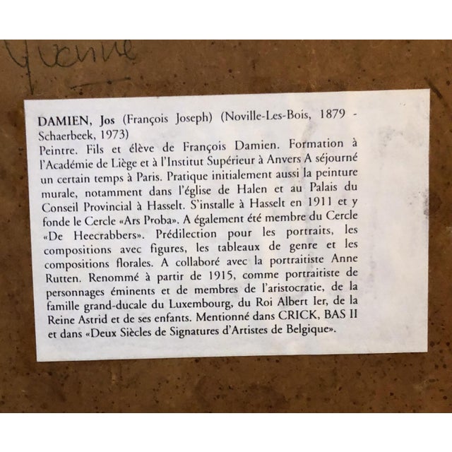 Jos Damien, Portrait of a Woman, Oil on Panel, Framed For Sale - Image 9 of 10