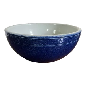 Antique Early 20th Century Chinese Monochrome Powder Blue Glaze Porcelain Bowl