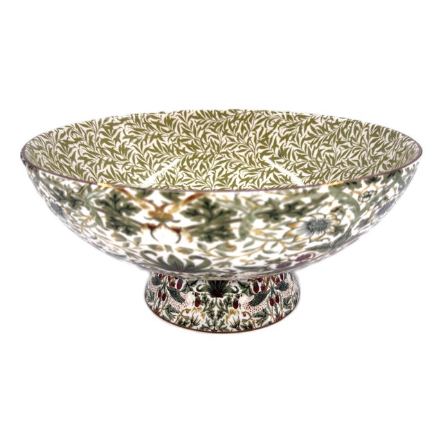 Morris & Co. Strawberry Thief 11" Diam Porcelain Pedestal Bowl For Sale
