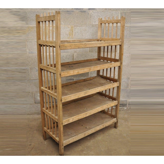 Vintage Wooden Industrial 5 Shelf Shoe Drying Rack / Retail Store