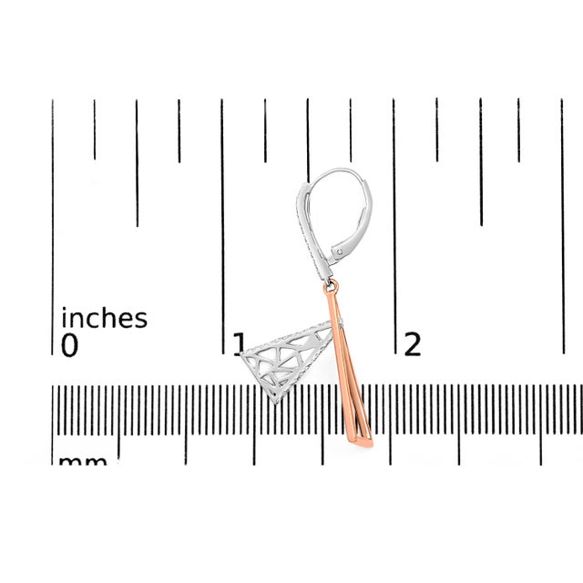 Early 21st Century 14K Rose and White Gold 3/8 Cttw Diamond Windchime Drop and Dangle Earring (G-H Color, SI1-SI2 Clarity) For Sale - Image 5 of 5