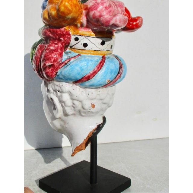 Late 19th Century Italian Faience Mounted Head Fragment For Sale - Image 5 of 9