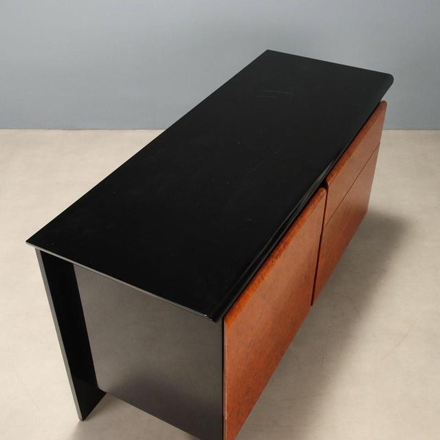 Brown Vintage Italian Sideboard in Lacquered Wood, 1980s For Sale - Image 8 of 11