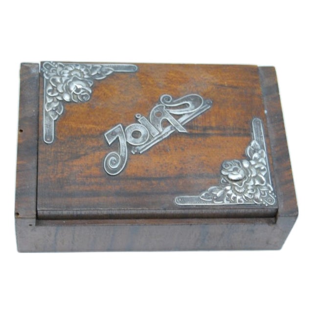Wooden Jewelry Box with Silver Applications For Sale