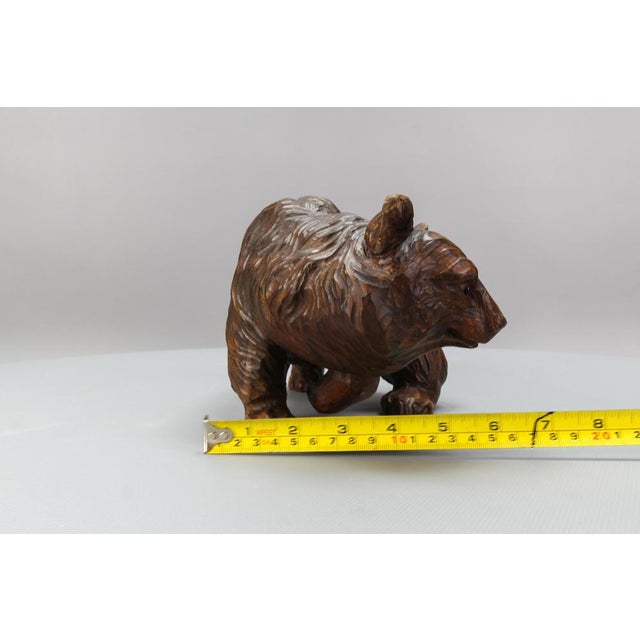 Hand Carved Bear Figure with Glass Eyes, Germany, 1930s For Sale - Image 11 of 18