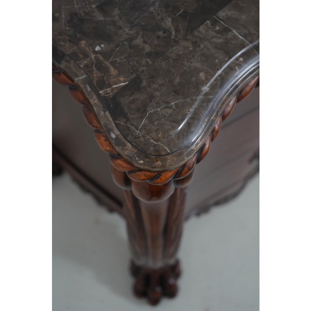 Brown Pair of Marble Top Nightstands For Sale - Image 8 of 18